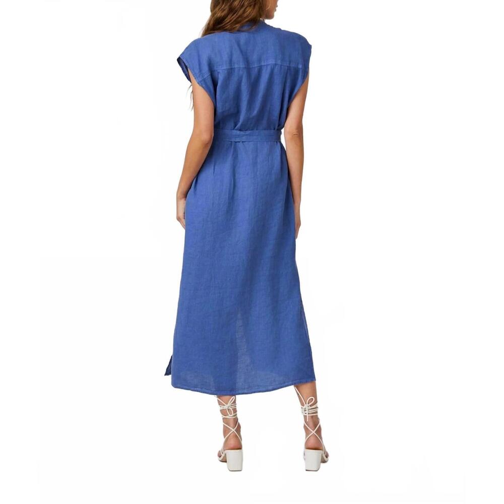 NEW BELLA DAHL cap sleeve button front midi dress in antique indigo - Picture 4 of 4
